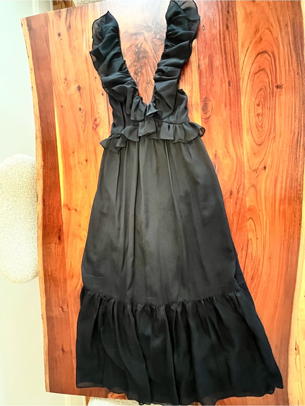 Black Ruffle Backless Dress - Picture 3 of 6